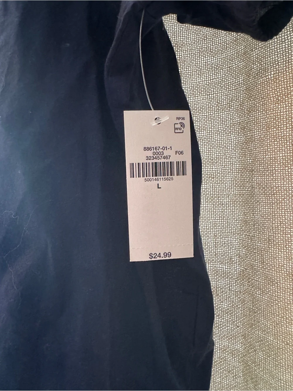 NWT Old Navy Navy Scoop-Neck Puff-Sleeve Button Blouse Size Large 100% Cotton